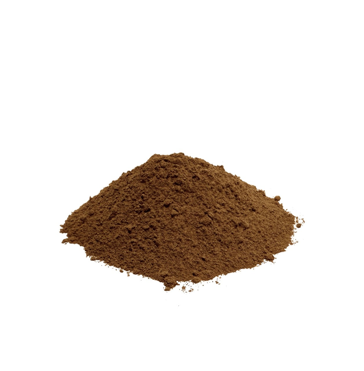 Ground yellow dock root powder piled on a white background