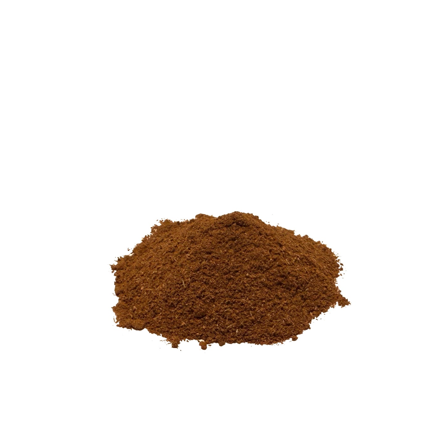 Finely ground, orange-brown black haw bark in a pile