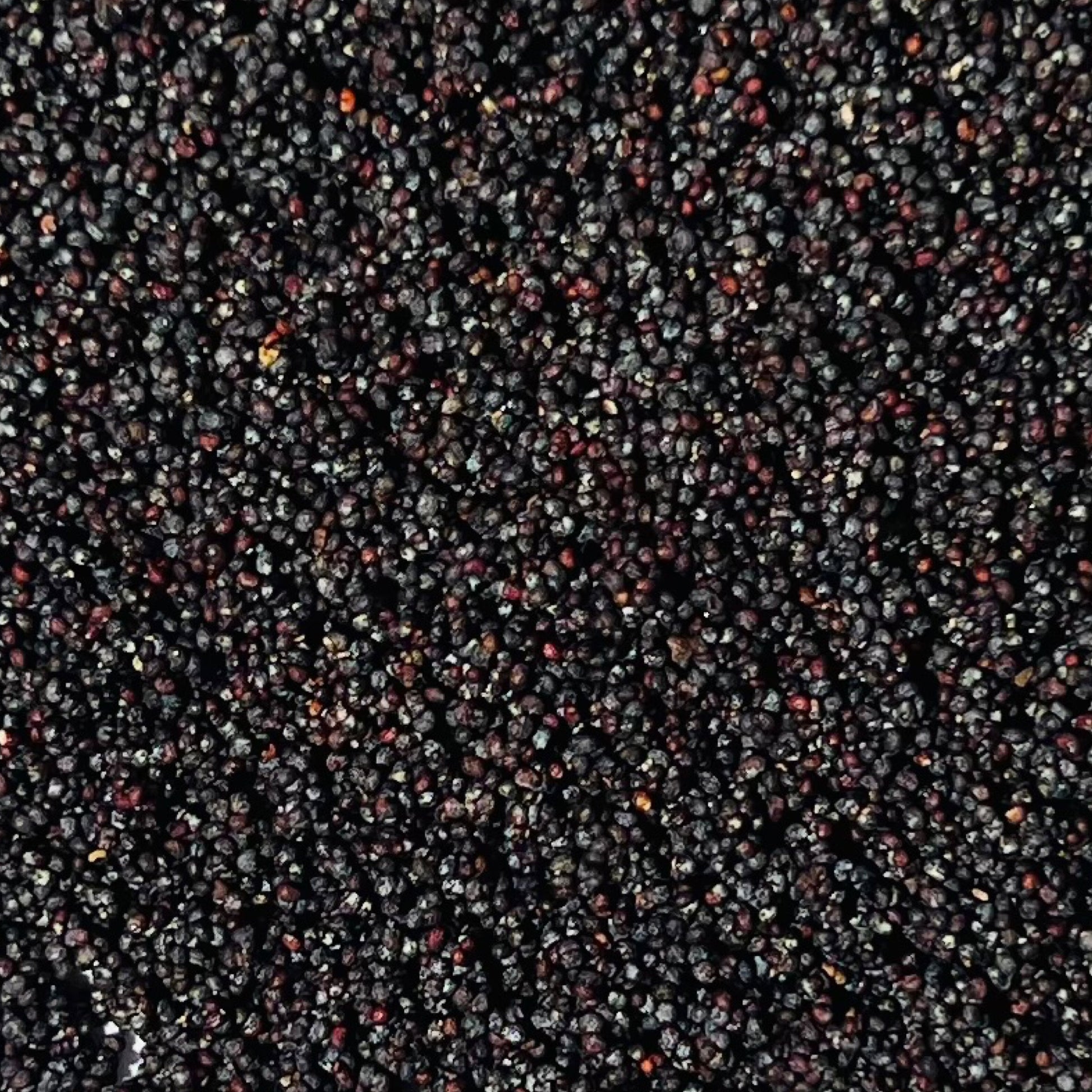 Dark blue, black poppy seeds in an allover texture