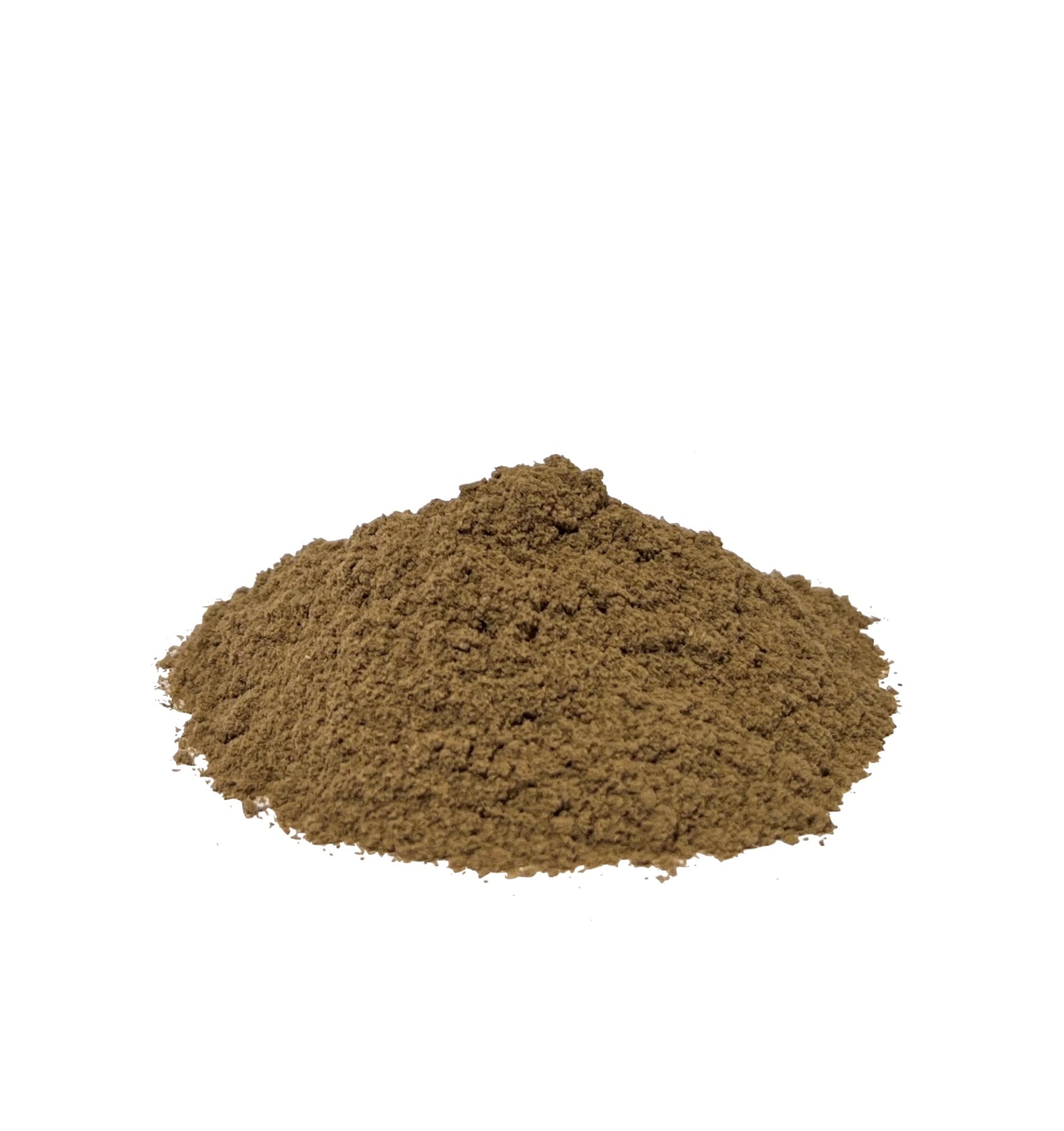 Greenish brown mullein leaf powder on a white background