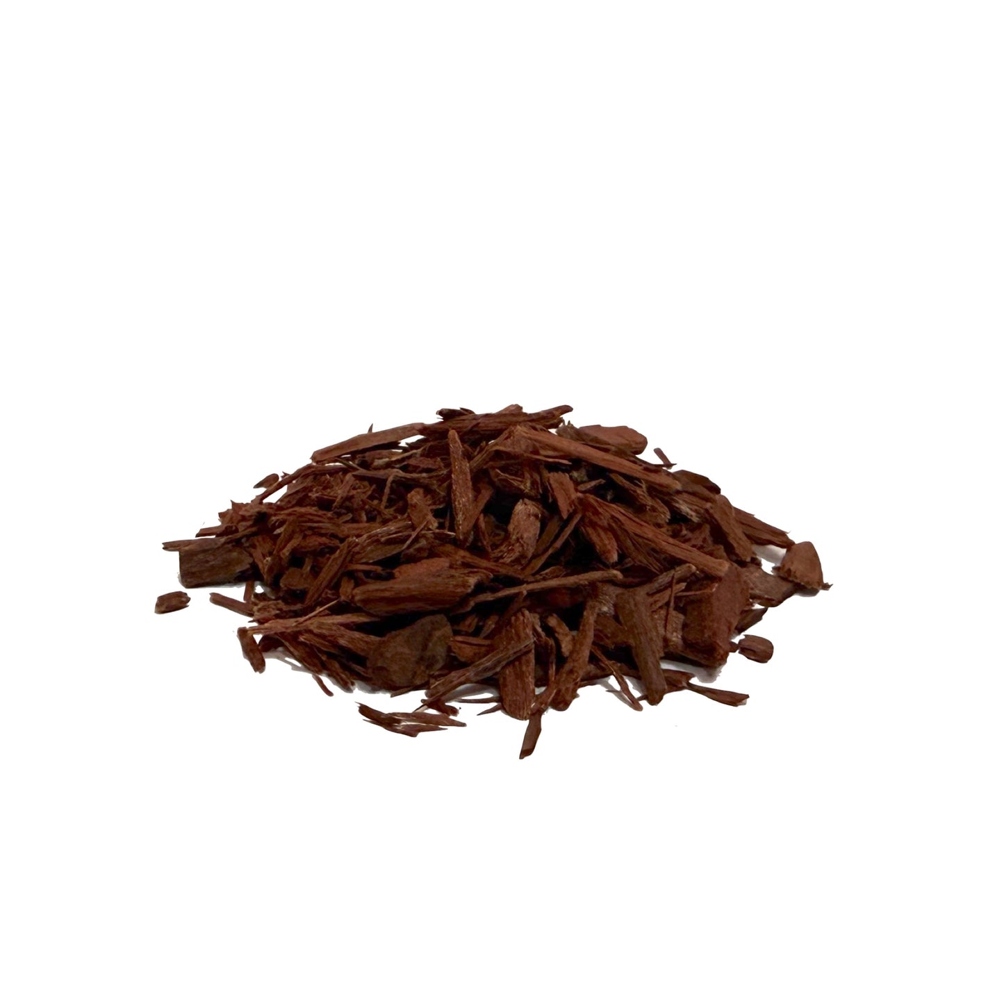 Pile of dark reddish brown yohimbe bark pieces