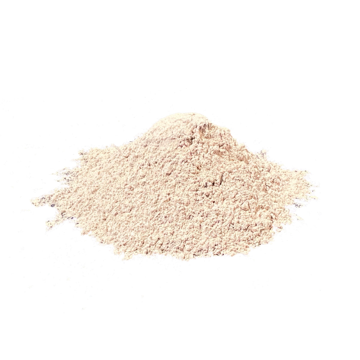 Finely milled Irish moss powder piled on a white background