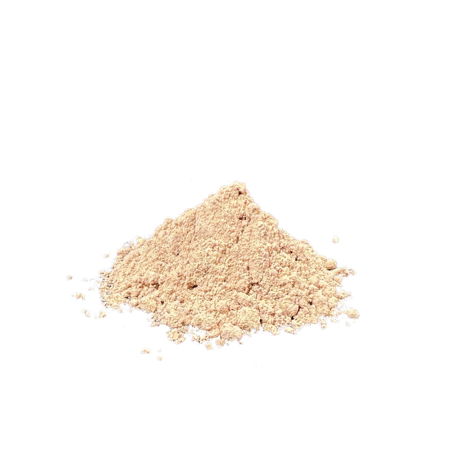 Pile of psyllium seed husk powder on a white background