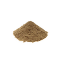Dried, powdered wild lettuce herb piled on a white background